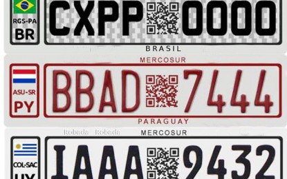 Carros do Mercosul terão placas unificadas em 2016